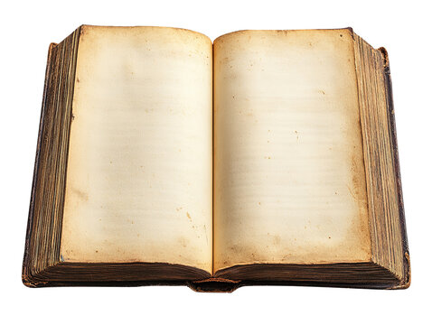 old open book with blank pages for inserting text and images on a transparent background