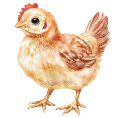 cute Chicken watercolor clipart illustration isolated
