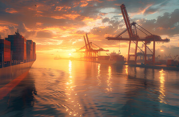 Obraz premium Freight transport import and export terminal