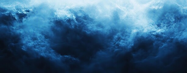 Deep blue and black abstract texture with misty overlays, capturing the depth and mystery of the ocean or a night sky The image should be rich and atmospheric
