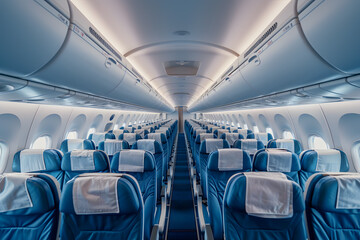 Fototapeta premium Airplane interior seat walkway