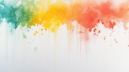 Obraz premium The image features an abstract splash of colors blending seamlessly from red and pink hues on the left to vibrant orange and yellow tones on the right, fading into light blue towards the bottom.