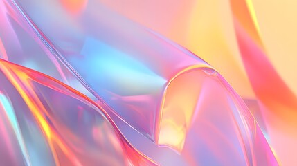 Transparent holographic overlays layered on a muted background with gentle gradients