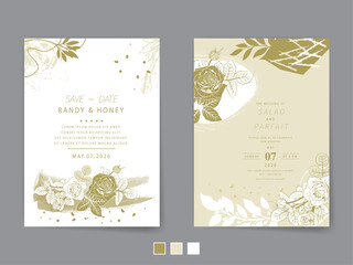 minimalist floral wedding invitation card template