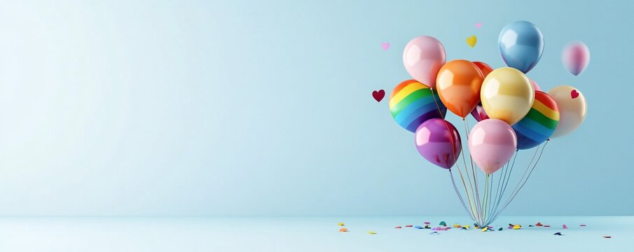 Celebrating Authenticity and Inclusivity - Photo-Realistic 3D Rendering of LGBTQ Joy and Unity with Rainbow Symbols for National Coming Out Day