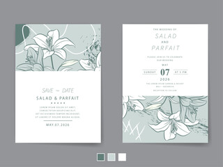 minimalist floral wedding invitation card template © Theresia