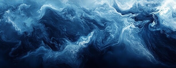 Obraz premium Deep navy abstract texture with swirling patterns and light white accents, evoking the calm of the ocean s depths The design should feel serene and fluid