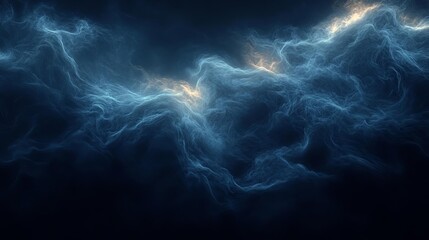 Obraz premium Deep navy blue background with abstract waves of mist and fog, capturing the mood of a stormy sea or night sky The texture should be rich and immersive