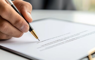 Close-up of contract signing during a successful business negotiation, document finalization, completion of negotiation