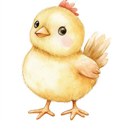 cute Chicken watercolor clipart illustration isolated