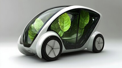 Transparent Futuristic Electric Vehicle Revealing Nature's