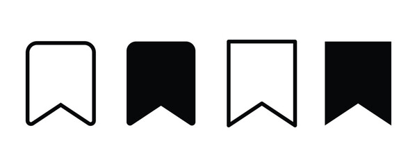 Bookmark icon set.  Bookmark button. Bookmark brand logo design element. Simple style book shop poster background symbol set.