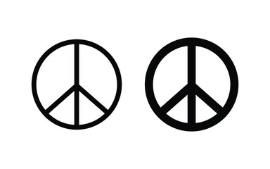 peace symbol icon set. Peace sign, Black and white circle international peace icon for anti war or nuclear disarmament. on white background. Vector illustration.