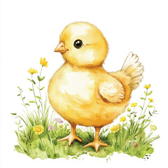 cute Chicken watercolor clipart illustration isolated
