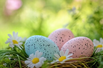 Fototapeta premium Cheerful wishes for a happy easter festivity