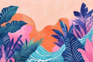 Asian american and pacific islander heritage month: a colorful exploration with tropical and asian themes featuring wave designs