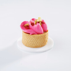 Summer fruits. Seasonal delicious tart against white background