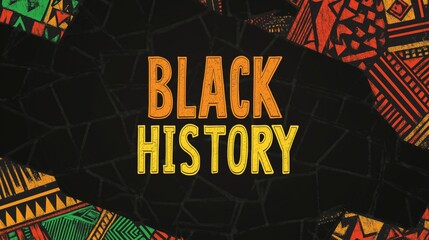 Celebrate Black History Month with vibrant banner design featuring African patterns and bold text on a timeless background
