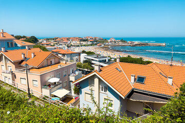 Panoramic view of famous travel destination Comillas village in Cantabria, Spain. High quality photo