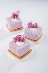 Quality product. Delicious cake against white background