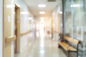 Blurred Hospital Corridor with Bright Lighting