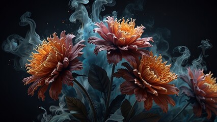 Obraz premium Photo New Flower bouquet 3d illustration colorful close up of flower background for wallpaper