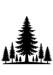 Fototapeta premium Pine Tree SVG, Forest Tree SVG, Mountain Forest SVG, Plant SVG, Sunset SVG, Nature SVG, Leaves SVG, Pine Tree Silhouette, Forest belt SVG, Tree Design, Cut file for Cricut SVG, JPG, PNG