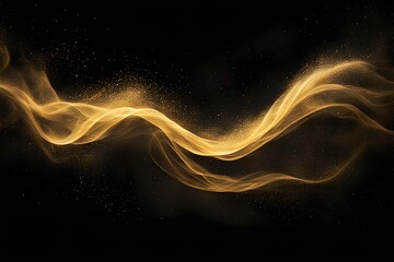 Fototapeta premium A soft wave of shimmering gold dust swirling in a dark ambient atmosphere, AI Generated 