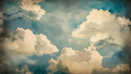 Vintage background in the blue shade with clouds