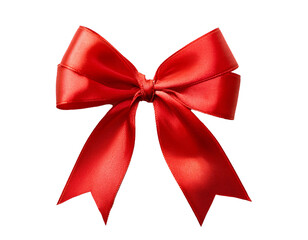 Naklejka premium Rote Schleife mit Band isoliert auf weißen Hintergrund, Freisteller
