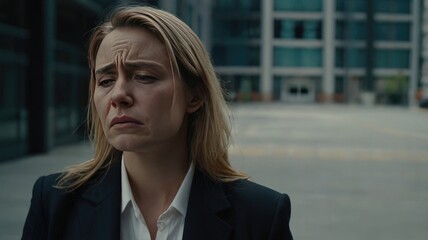 Fototapeta premium Portrait of a Disappointed Businesswoman After Failure. Sad