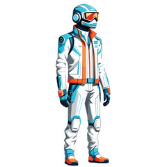 Obraz premium Vector illustration image of an advanced robot army in a future suit