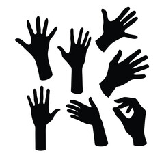 Versatile Hand Sign Vector Set, Varied Hand Signs for Creative Design, Expressive Hand Gestures Vector Collection.
