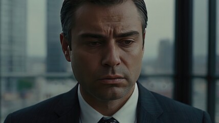 Fototapeta premium Portrait of a Disappointed Businessman After Failure. Sad
