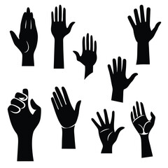 Fototapeta premium Versatile Hand Sign Vector Set, Varied Hand Signs for Creative Design, Expressive Hand Gestures Vector Collection. 