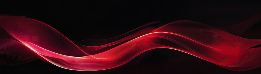 Dynamic red wave flowing against a dark background, creating a sense of movement and energy.
