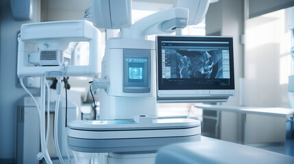 Close-up of Digital x-ray machines modern equipment emphasize the clinic modern technology