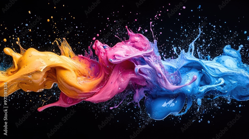 Poster Vivid colors exploding and making a big splash
