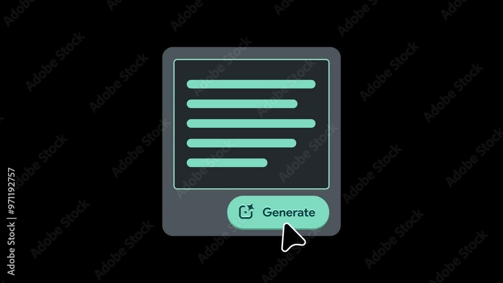 Poster ai prompt placeholder animation. generate button in motion. llm assistant chat interface. input prom