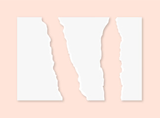 Torn paper pieces collage. Abstract shapes with jagged edges.