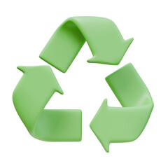 3D Render Icon Recycle Arrows Emblem Eco Symbol. Ecology Green Energy Environment Concept. 3D Illustration Design Web Mobile App