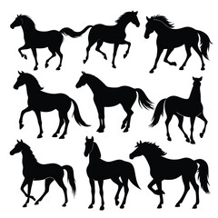 Horse Silhouettes Collection Vector Art.