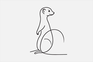 A mongoose one  line art with white background.