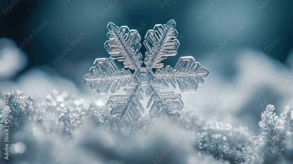 Poster intricate snowflake sparkling on a cold winter day