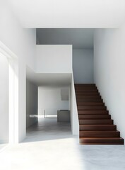 Obraz premium Modern Minimalist Staircase Design in White Interior