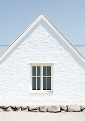 Obraz premium White Wall With Window and Rock Border