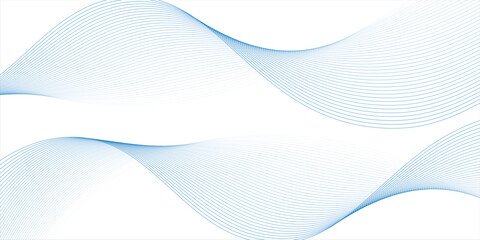 Fototapeta premium Abstract blue smooth waves on white background. Dynamic sound waves. Design elements. eps10
