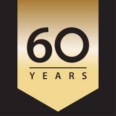 60 years tag golden gradient for celebration, events, anniversary