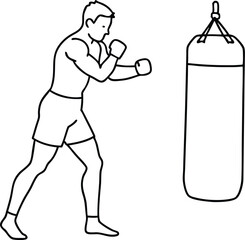 Kickboxer Vector Fun Coloring Book for Kids
