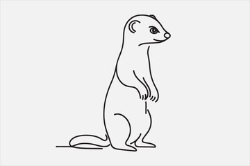 A mongoose one  line art with white background.